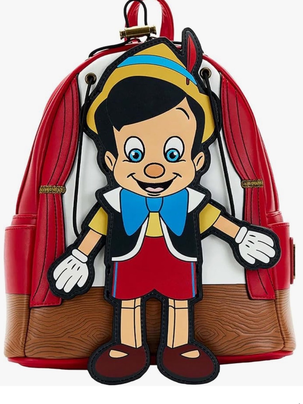 Loungefly Red White Brown Pinocchio Marionette Mini Backpack
